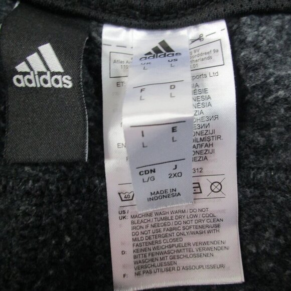 Adidas Sweatpants‎ Men's Large Black 3 Stripes Fleece Lined Ankle Zip Drawstring - Picture 5 of 11